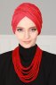 Fiona - Röd Bomull Turban - Ayse Turban
