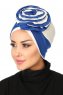 Clara - Blå & Creme Bomull Turban