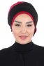 Clara - Svart & Bordeaux Bomull Turban