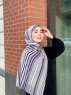 Dalal - Marinblå & Creme Mönstrad Crepe Hijab