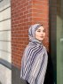 Dalal - Marinblå & Creme Mönstrad Crepe Hijab