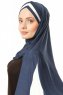 Duru - Marinblå & Creme Jersey Hijab