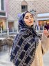 Elyas - Svart Mönstrad Bomull Hijab - Mirach