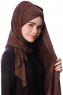 Eslem - Brun Pile Jersey Hijab - Ecardin