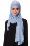 Eslem - Ljusblå Pile Jersey Hijab - Ecardin
