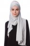 Eslem - Ljusgrå Pile Jersey Hijab - Ecardin
