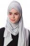 Eslem - Ljusgrå Pile Jersey Hijab - Ecardin