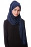 Eslem - Marinblå Pile Jersey Hijab - Ecardin