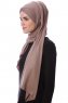Eslem - Mörk Taupe Pile Jersey Hijab - Ecardin