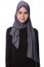 Eslem - Mörkgrå Pile Jersey Hijab - Ecardin