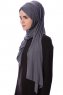 Eslem - Mörkgrå Pile Jersey Hijab - Ecardin