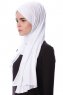 Eslem - Vit Pile Jersey Hijab - Ecardin