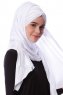 Eslem - Vit Pile Jersey Hijab - Ecardin