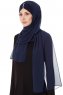 Evren - Marinblå Chiffon Hijab