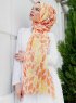 Gemila - Orange Mönstrad Hijab - Sal Evi