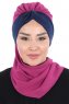 Gill - Fuchsia & Marinblå Praktisk Hijab