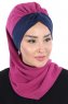 Gill - Fuchsia & Marinblå Praktisk Hijab