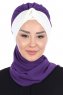 Gill - Lila & Creme Praktisk Hijab