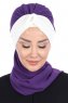 Gill - Lila & Creme Praktisk Hijab