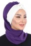 Gill - Lila & Creme Praktisk Hijab