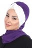 Gill - Lila & Creme Praktisk Hijab