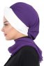 Gill - Lila & Creme Praktisk Hijab