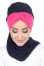 Gill - Marinblå & Fuchsia Praktisk Hijab