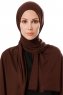 Hande - Mörkbrun Bomull Hijab - Gülsoy
