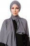 Hande - Mörkgrå Bomull Hijab - Gülsoy