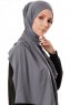 Hande - Mörkgrå Bomull Hijab - Gülsoy