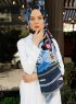 Jumana - Marinblå Mönstrad Hijab - Sal Evi