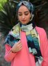 Khawla - Grön & Khaki Mönstrad Bomull Hijab