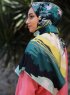 Khawla - Grön & Khaki Mönstrad Bomull Hijab