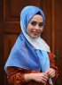 Khawla - Ljusblå Mönstrad Bomull Hijab