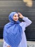 Mahek - Blå Mönstrad Bomull Hijab