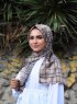 Mahmuna - Taupe Mönstrad Satin Hijab