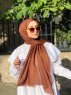 Malala - Tegelröd Mönstrad Bomull Hijab