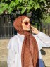 Malala - Tegelröd Mönstrad Bomull Hijab