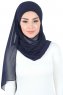 Malin - Marinblå Praktisk Chiffon Hijab