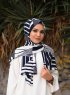 Marwa - Marinblå Mönstrad Crepe Hijab