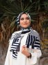 Marwa - Marinblå Mönstrad Crepe Hijab