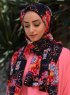 Marwa - Rosa Mönstrad Crepe Hijab