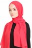 Merve Hallonröd Krep Chiffon Hijab 4A166b