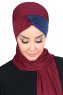 Mikaela - Bordeaux & Marinblå Praktisk Bumull Hijab