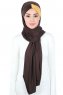 Mikaela - Brun & Senapsgul Praktisk Bumull Hijab