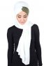 Mikaela - Creme & Khaki Praktisk Bumull Hijab