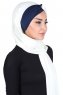 Mikaela - Creme & Marinblå Praktisk Bumull Hijab