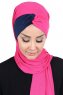 Mikaela - Fuchsia & Marinblå Praktisk Bumull Hijab