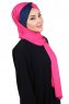 Mikaela - Fuchsia & Marinblå Praktisk Bumull Hijab
