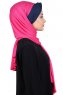 Mikaela - Fuchsia & Marinblå Praktisk Bumull Hijab